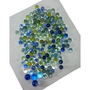 Lot of Glass Multi Color Swirl Solid Cat Eye Marbles Mixed Sizes Vintage